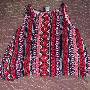 Cute open back floral Aztec cropped tank size 6 Divided by H&M